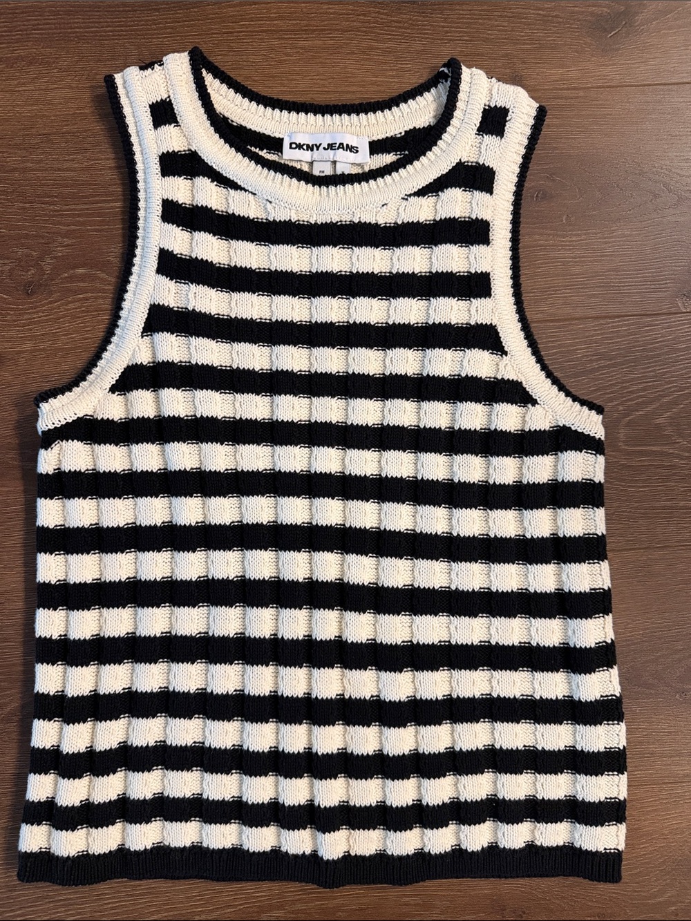 DKNY Striped Black and White Sleeveless Top